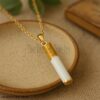 925 Sterling Silver Enamel Cigarette Pendant Necklace – Gold Plated Minimalist Charm, Retro Style Pendant,