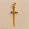 925 Sterling Silver Sword Pendant – Gold Plated Medieval Dagger Necklace, Warrior Charm Jewelry