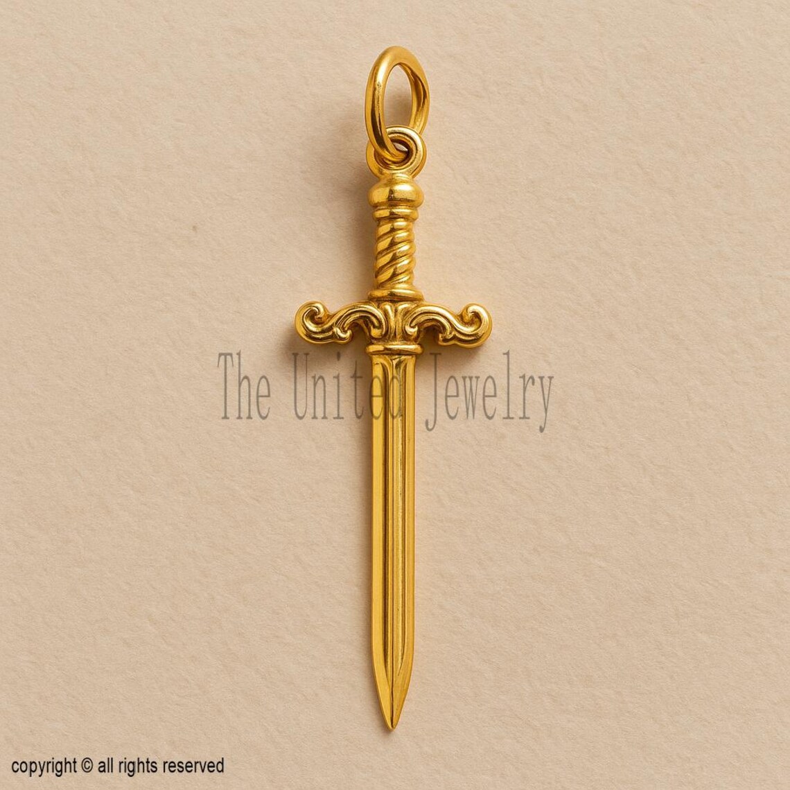 925 Sterling Silver Sword Pendant – Gold Plated Medieval Dagger Necklace, Warrior Charm Jewelry