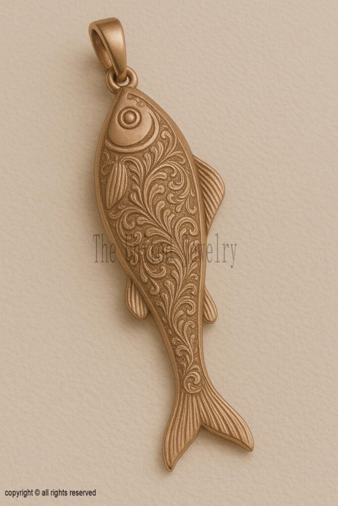 Sterling Silver Fish Pendant – Ornate Engraved Vintage Necklace