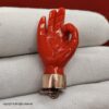 925 Sterling Silver Coral Hand Pendant | Gold Plated Gesture Hand Charm | Symbolic Talisman Jewelry