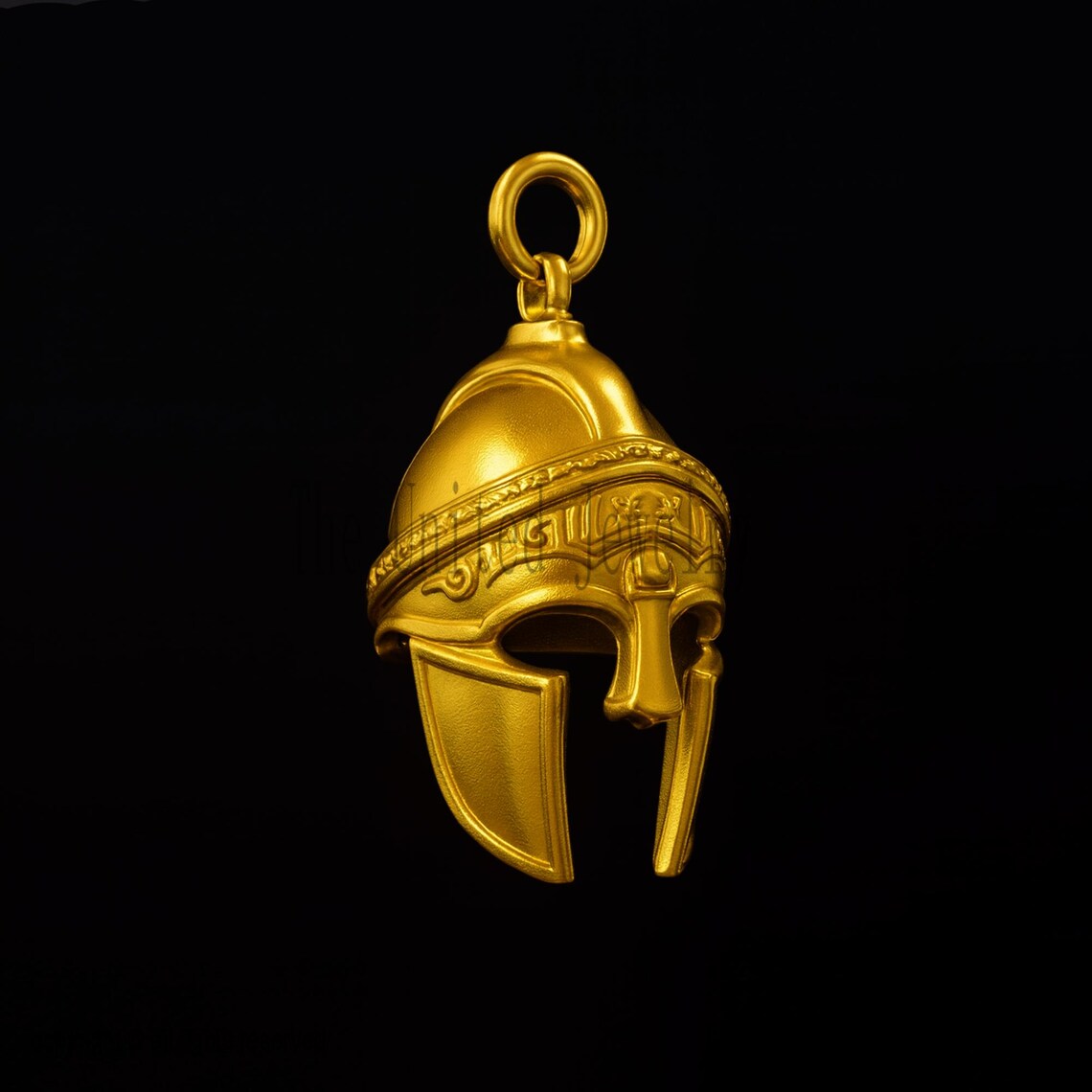 Gold Plated 925 Sterling Silver Spartan Helmet Pendant Necklace, Gladiator Warrior Charm, Biker Statement Jewelry