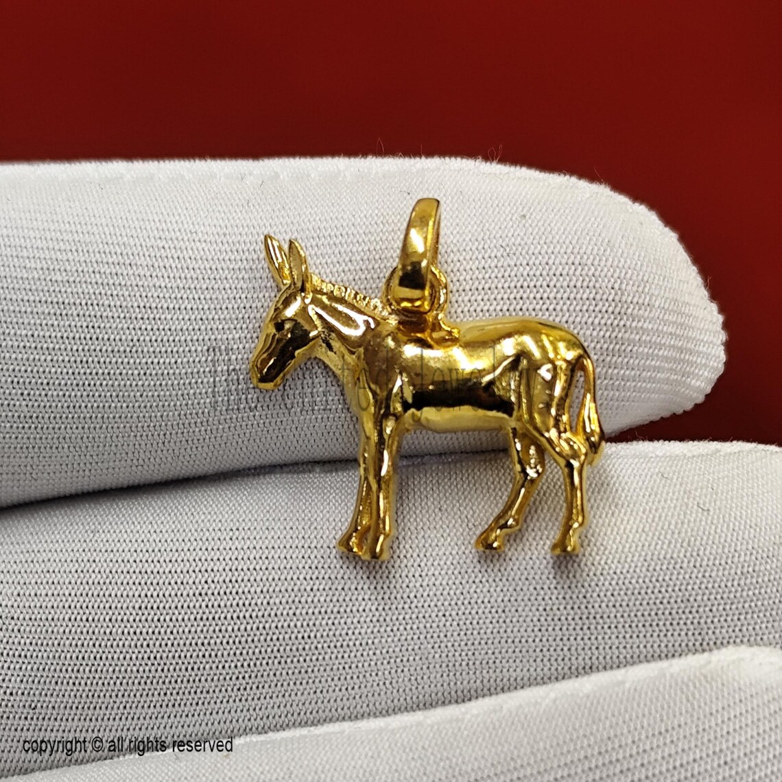 Gold Donkey Pendant – 18K Plated Sterling Silver Animal Charm