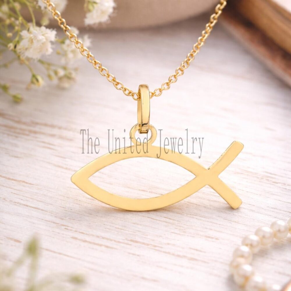 925 Sterling Silver Yellow Gold Plated Fish Charm Pendant