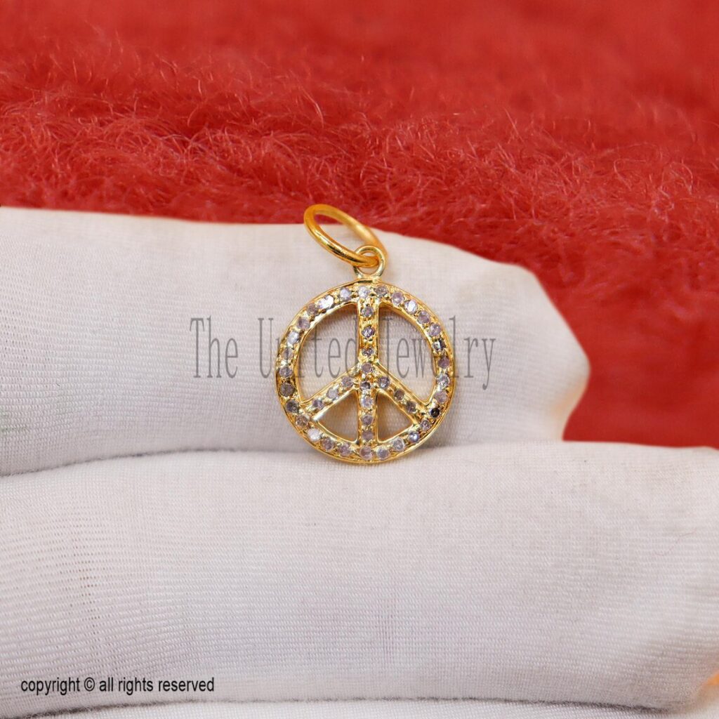 925 Sterling Silver Peace Diamond Charm Pendant Jewelry