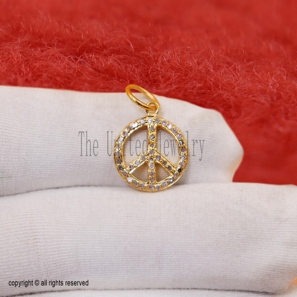 925 Sterling Silver Peace Diamond Charm Pendant Jewelry