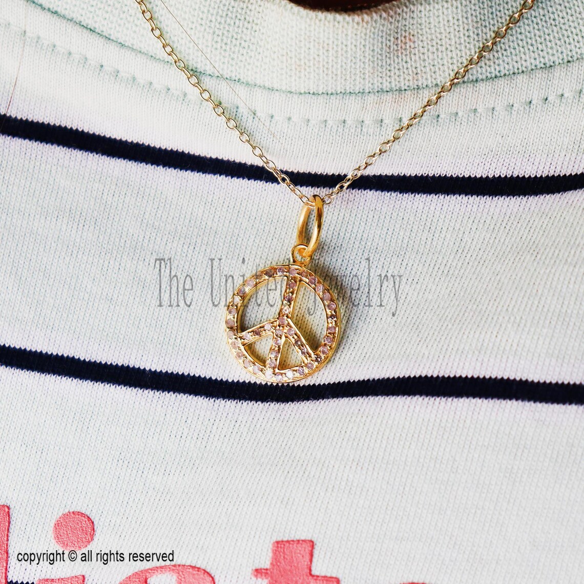 925 Sterling Silver Peace Diamond Charm Pendant Jewelry