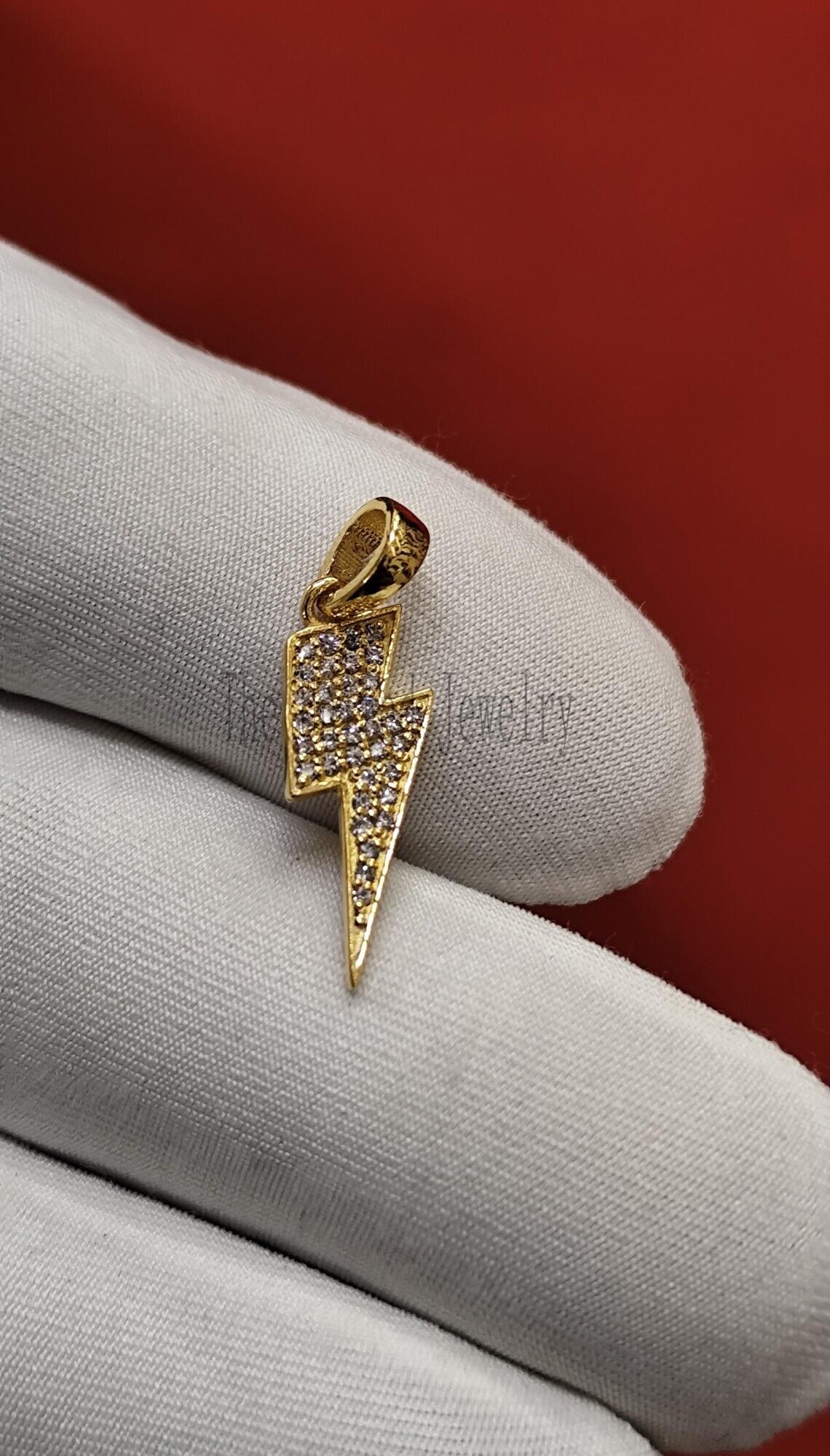 14K Gold Diamond Lightning Bolt Charm – Dainty Pendant