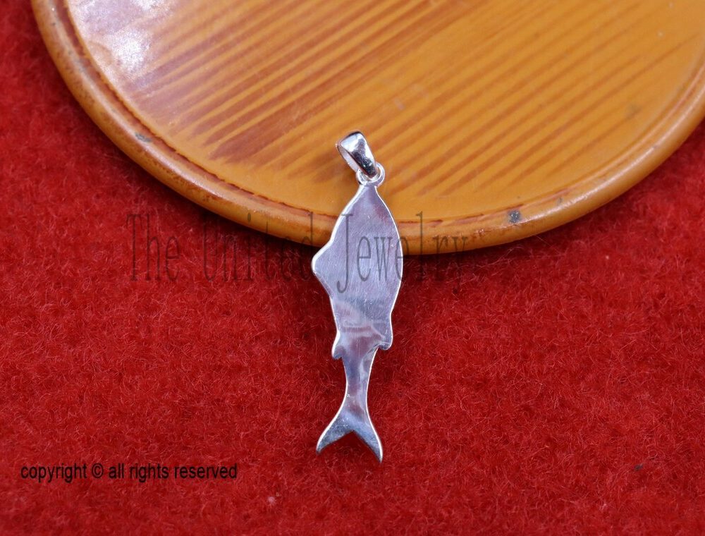 Sterling Silver Fish Pendant – Ornate Engraved Vintage Necklace