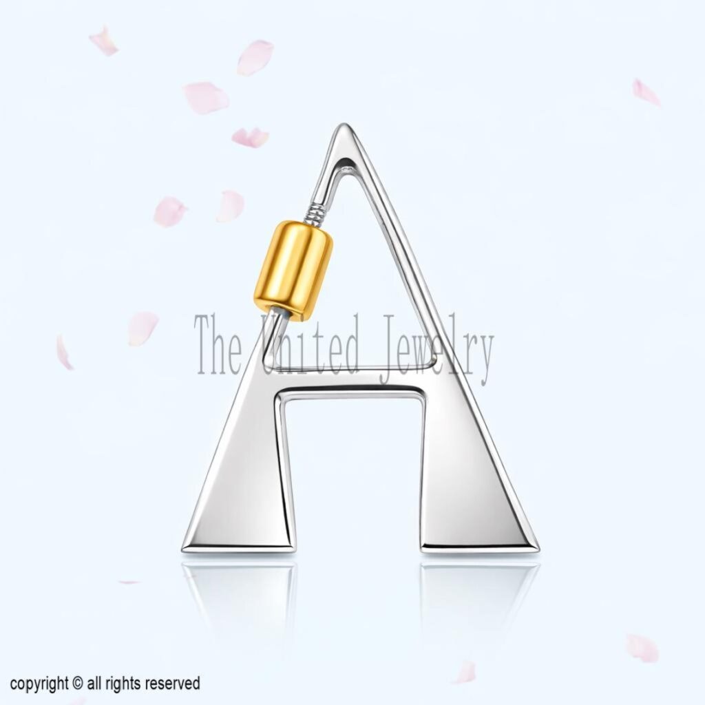 Two Tone Plating Handmade "A" Initial Letter Carabiner Clasp Lock Jewelry