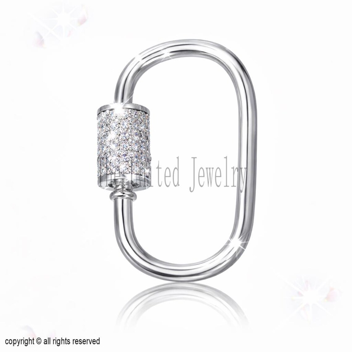 Handmade Pave Diamond Carabiner Clasp Lock Jewelry 925 Sterling Silver