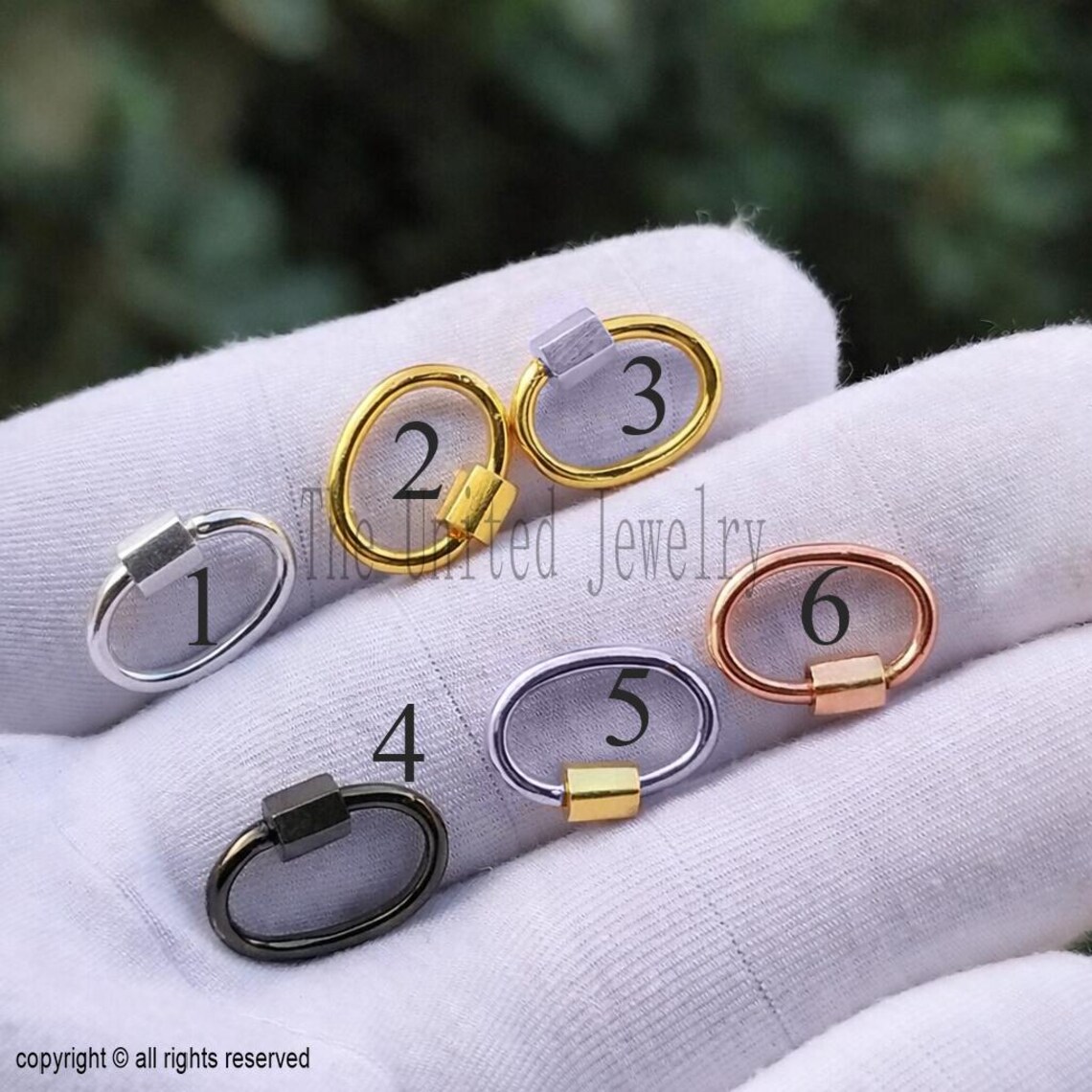 15mm Oval Shape Yellow Gold Plating Carabiner Clasp Lock Jewelry Findings 925 Sterling Silver