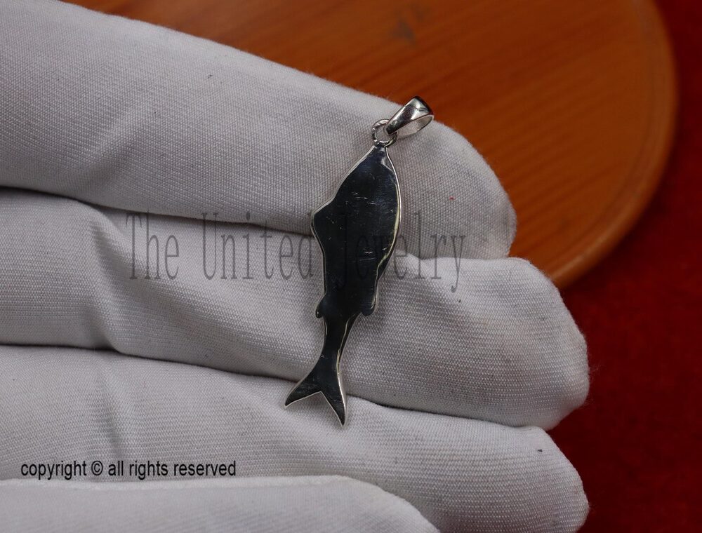 Sterling Silver Fish Pendant – Ornate Engraved Vintage Necklace