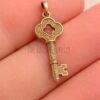 Filigree Key Charm Pendant – Antique Style Gold Plated Jewelry