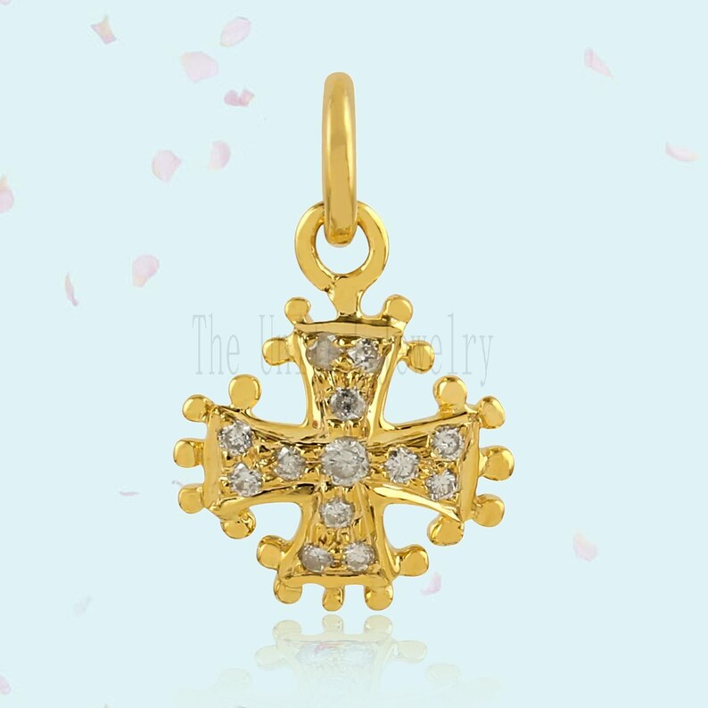 Micro Pave Diamond Cross Mythological Charm Pendant 925 Sterling Silver Jewelry