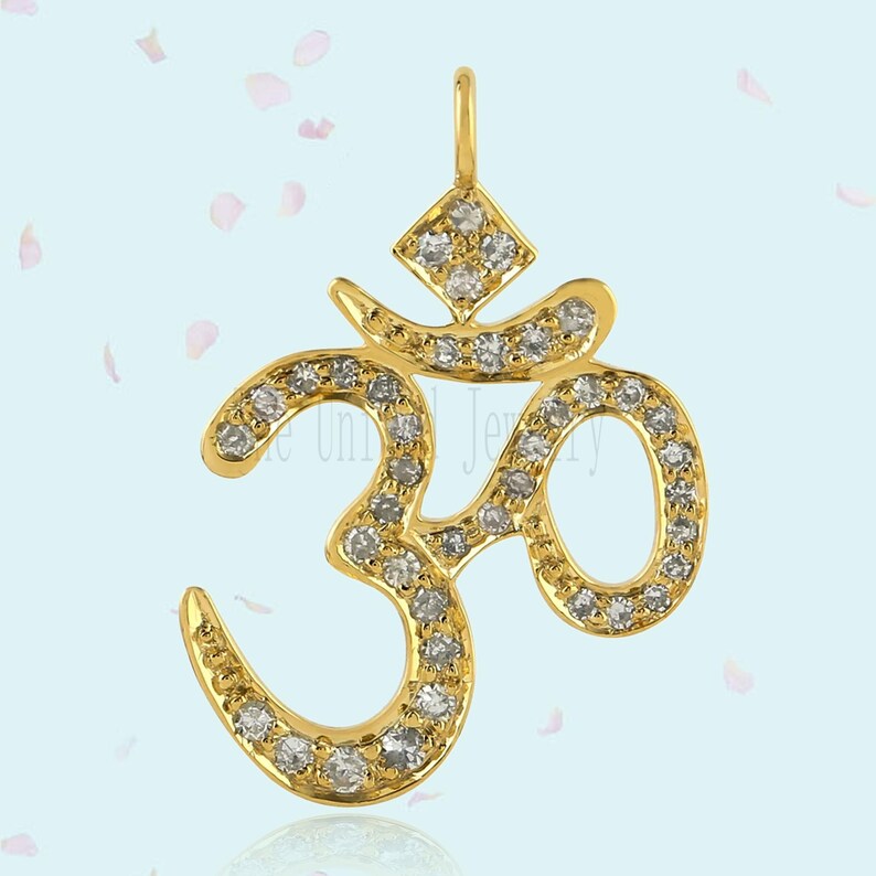 Pave Diamond “OM” Religious Pendant 925 Sterling Silver Jewelry