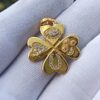925 Sterling Silver Diamond Clover Charm: Handmade Lucky Pendant