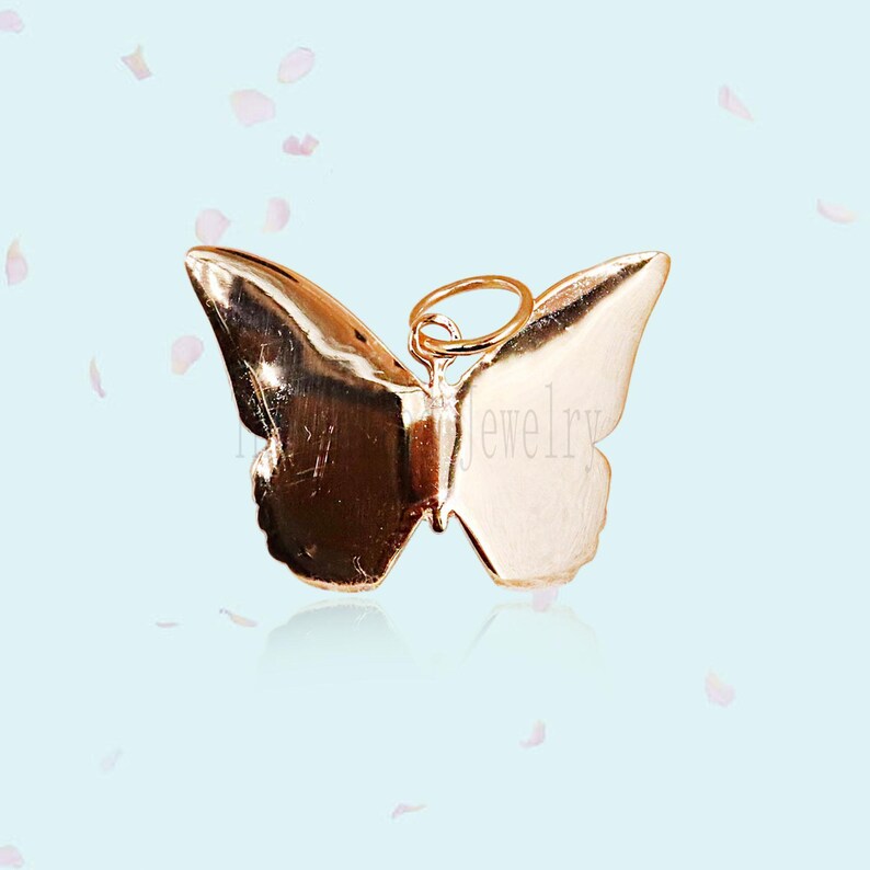 14k Gold Butterfly Pendant Charm: Handmade Jewelry Gift