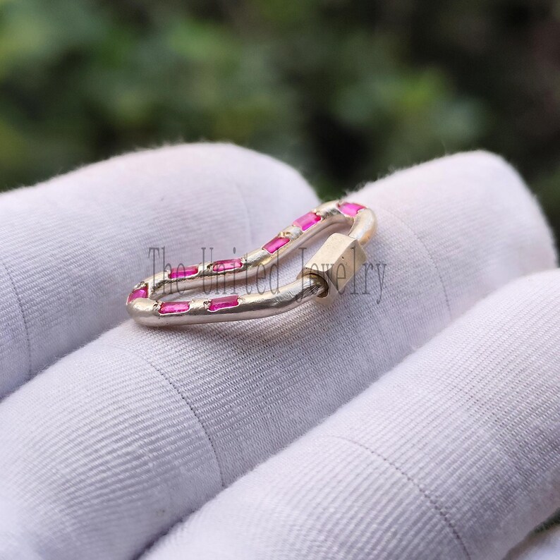 Baguette boomerang Shape 925 Sterling Silver Gold Plated Carabiner Clasp Lock Jewelry
