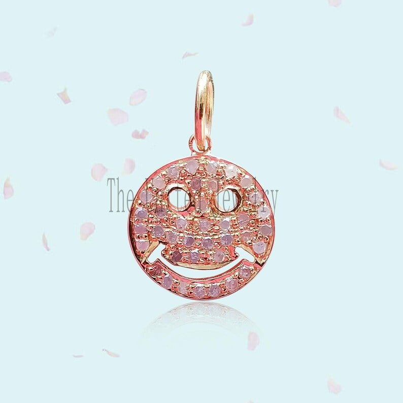 925 Sterling Silver Face Charm Diamond Pendant Jewelry