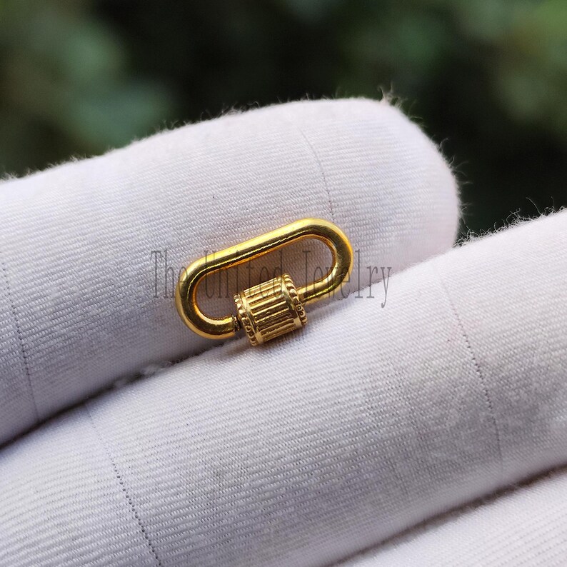 20mm Yellow Gold Plating Carabiner Clasp Lock Jewelry Findings 925 Sterling Silver