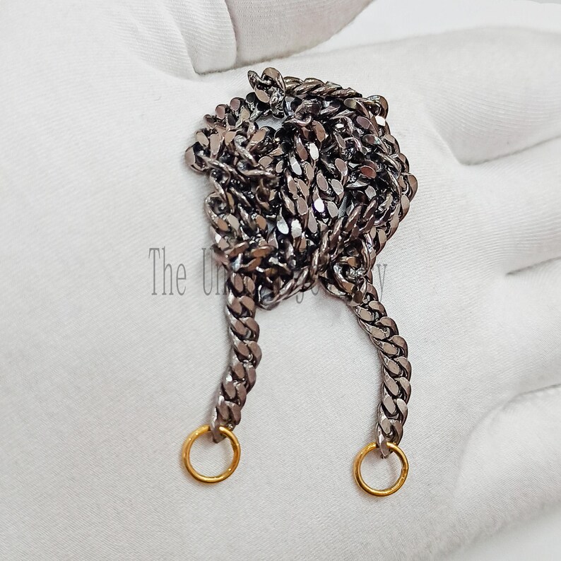 Handmade Oxidized Sterling Silver Curb Chain – Two Tone Link
