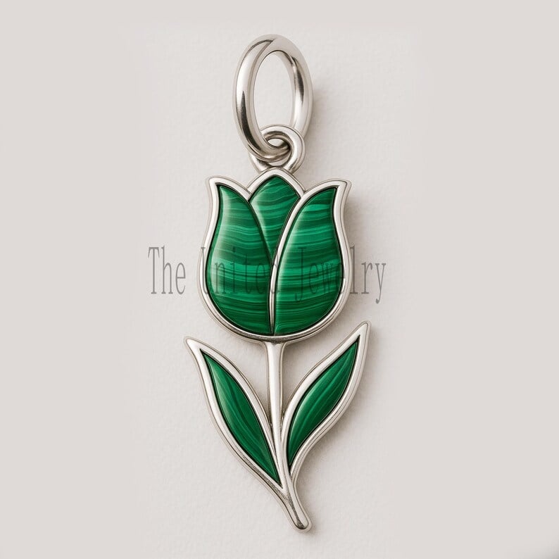Handmade Sterling Silver Malachite Pendant Necklace – Boho Green Gemstone