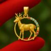 925 Sterling Silver Deer Pendant • Multi Gemstone Animal Necklace • Forest Wildlife Charm
