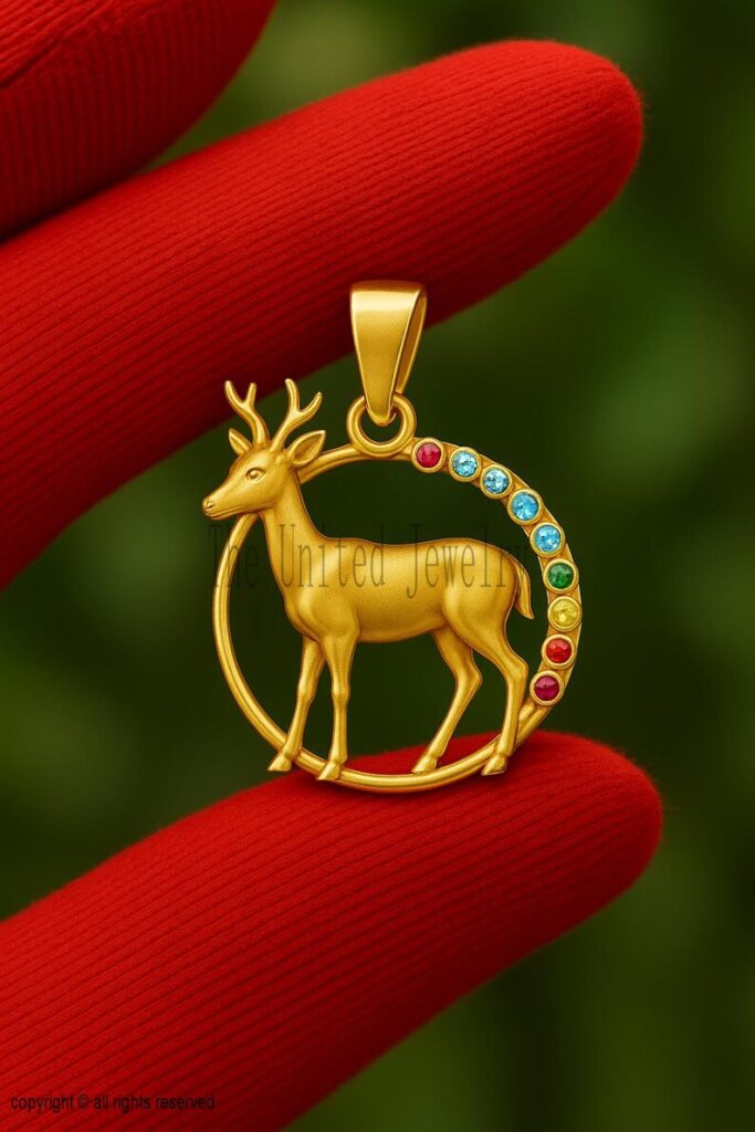 925 Sterling Silver Deer Pendant • Multi Gemstone Animal Necklace • Forest Wildlife Charm