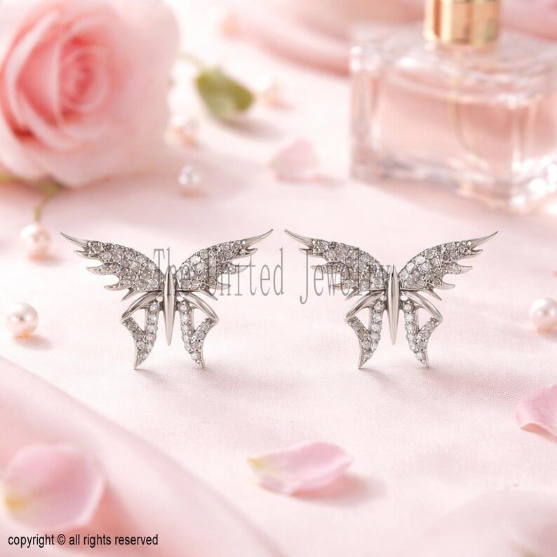 Pave Diamond Handmade Butterfly Stud Earrings For Women’s