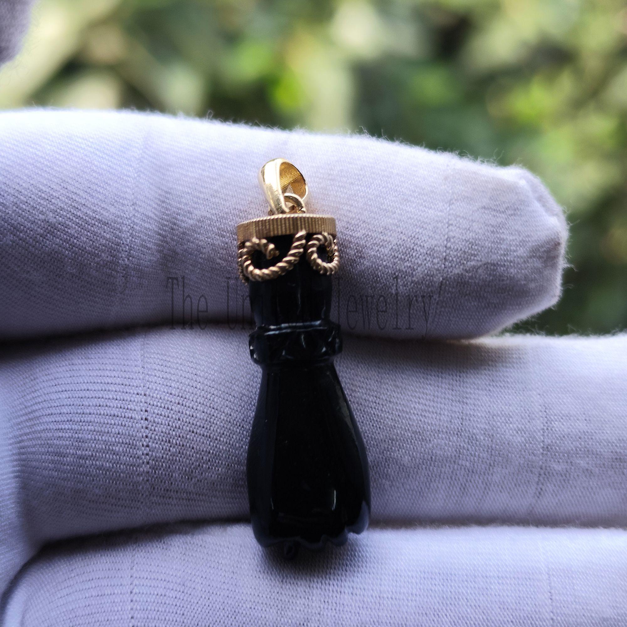 Carved Black Onyx Figa Hand Lucky Charm Pendant 925 Sterling Silver Jewelry