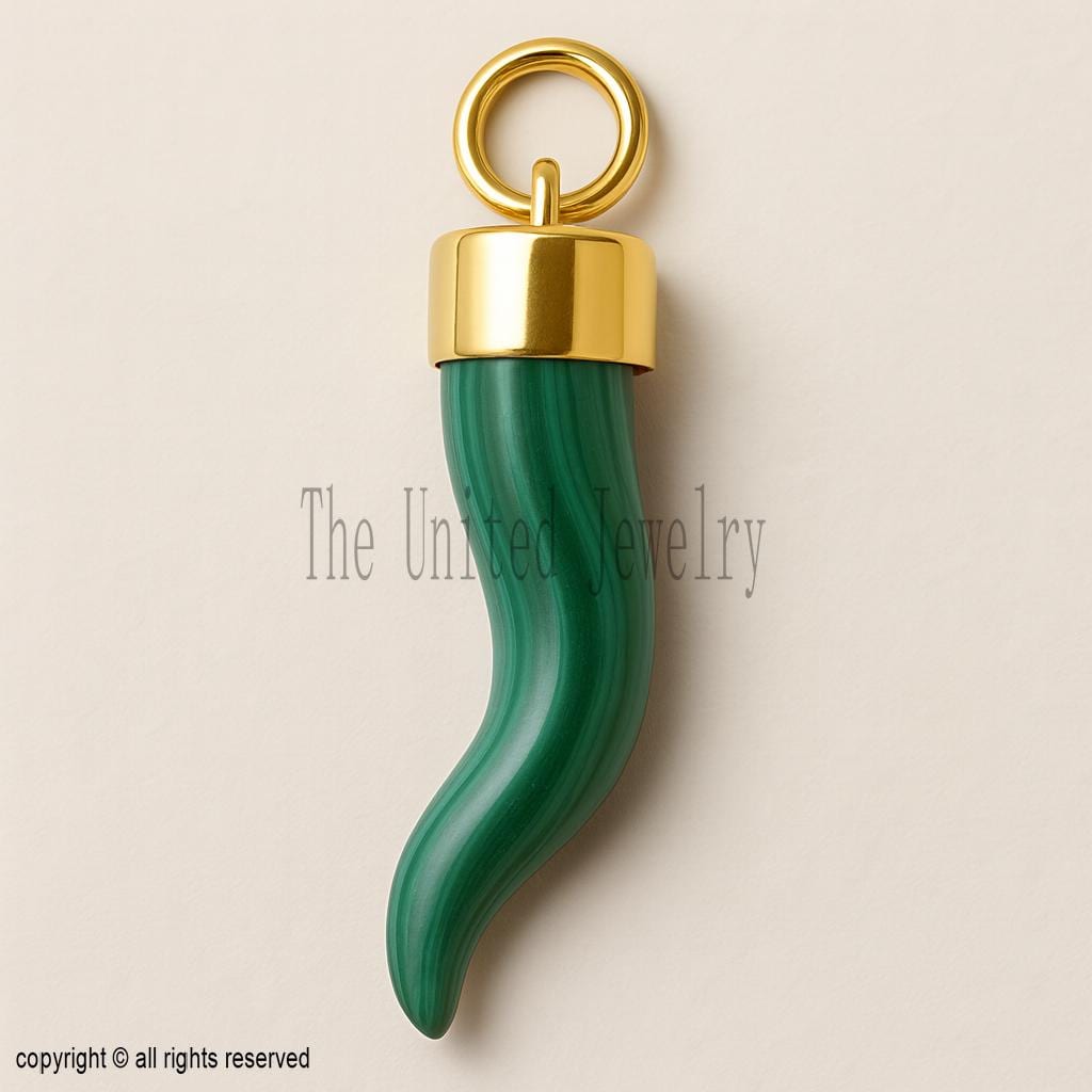 Gold Plated Sterling Silver Coral Horn Pendant: Italian Good Luck Amulet
