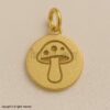 Mushroom Pendant – 18K Gold Plated 925 Sterling Silver Round Medallion, Boho Nature Charm Necklace