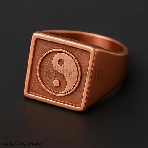 Sterling Silver Yin Yang Signet Ring - Oxidized Tao Symbol, Custom Size