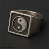 Sterling Silver Yin Yang Signet Ring - Oxidized Tao Symbol, Custom Size