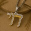 Sterling Silver Chai Pendant Necklace: Gold Plated CZ Jewish Jewelry