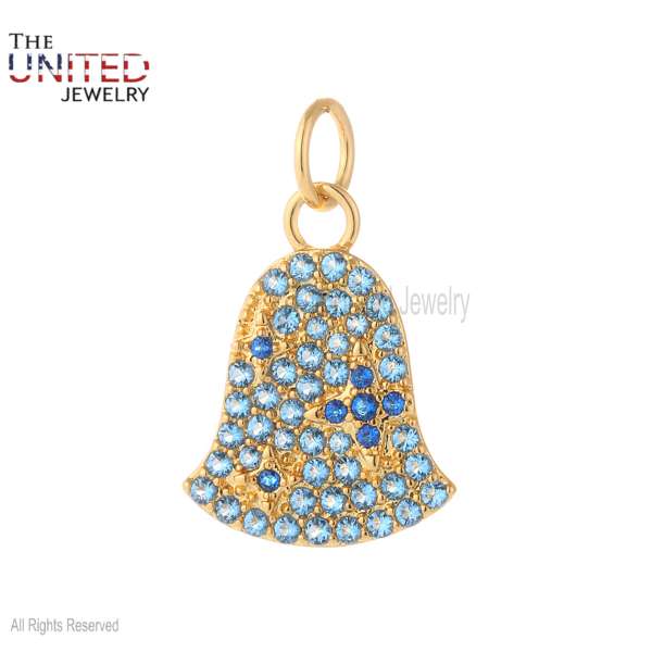 Blue Topaz With Blue Sapphire Handmade Bell 925 Sterling Silver Charm Pendant Jewelry
