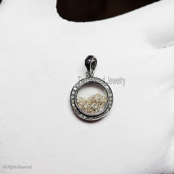 925 Sterling Silver Pave Diamond Shaker Pendant Pendant for Women, Diamond Shaker Pendant