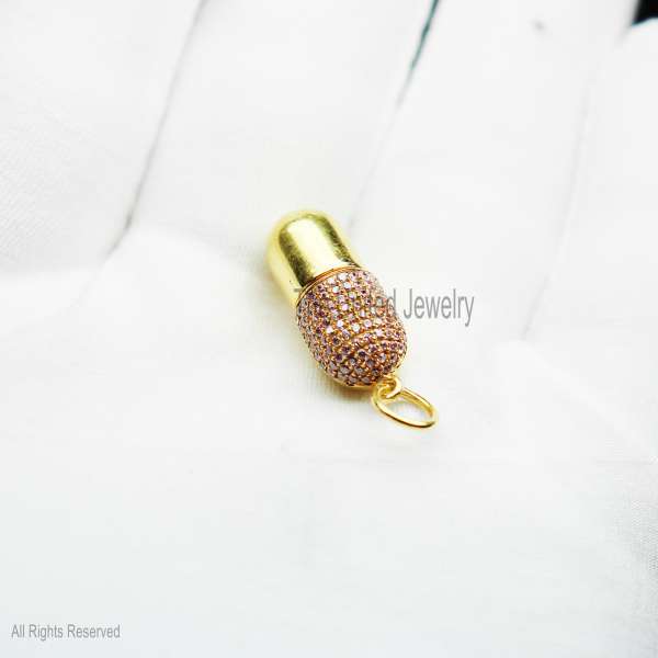 Handmade 925 Sterling Silver With Pink Sapphire Capsule Charm pendant Jewelry