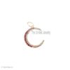925 Sterling Silver Crescent Moon Natural Diamond And Ruby Handmade Charm Pendant Jewelry