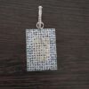 925 Silver Iced Out Pendant, Diamond Rectangle Charm, Hip Hop Jewelry