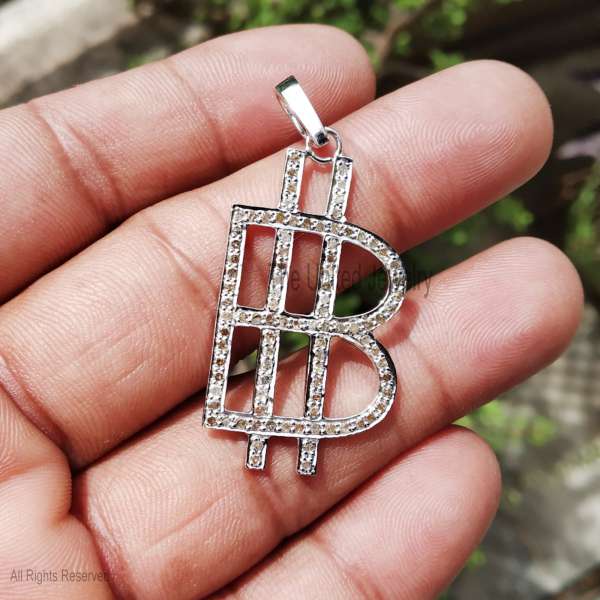 925 Silver Dollar Sign Pendant, Diamond Money Charm, Hip Hop Jewelry