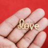 925 Silver Love Pendant, Diamond Script Charm, Gold Plated Romantic Jewelry