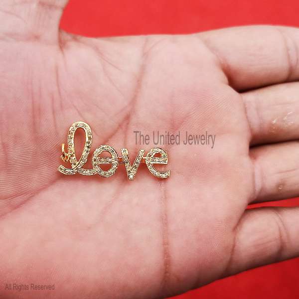 925 Silver Love Pendant, Diamond Script Charm, Gold Plated Romantic Jewelry