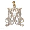 925 Silver Pave Diamond Handmade M Shape Initial Monogram Pendant Jewelry