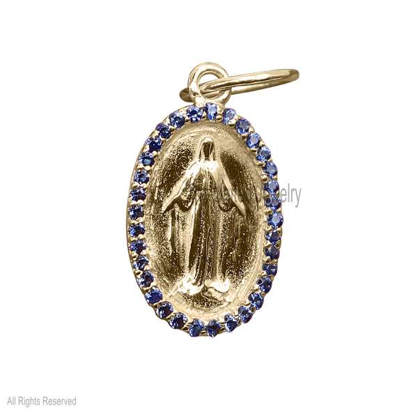 Handmade 925 Sterling Silver Blue Sapphire Mother Marry Charm Pendant Jewelry