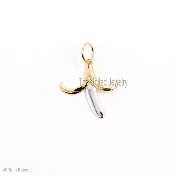 Handmade 925 Sterling Silver Two Tone Plating Banana Charm Pendant Jewelry
