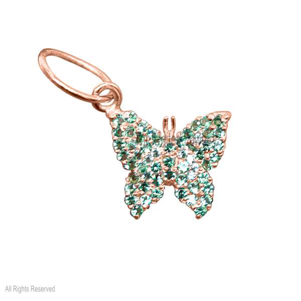 Handmade 925 Sterling Silver Tsavorite Butterfly Charm Pendant Jewelry