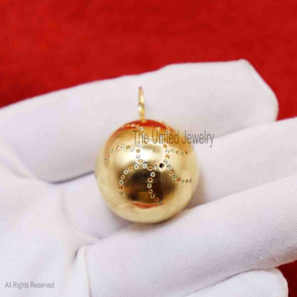 925 Silver Gold Ball Pendant, Minimalist Sphere Charm, Dainty Jewelry Gift