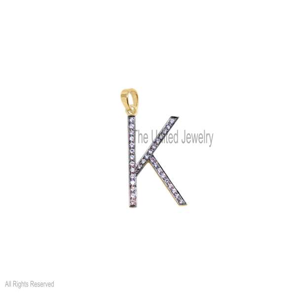 925 Silver S Letter Pendant, Diamond Initial Charm, Gold Plated Jewelry